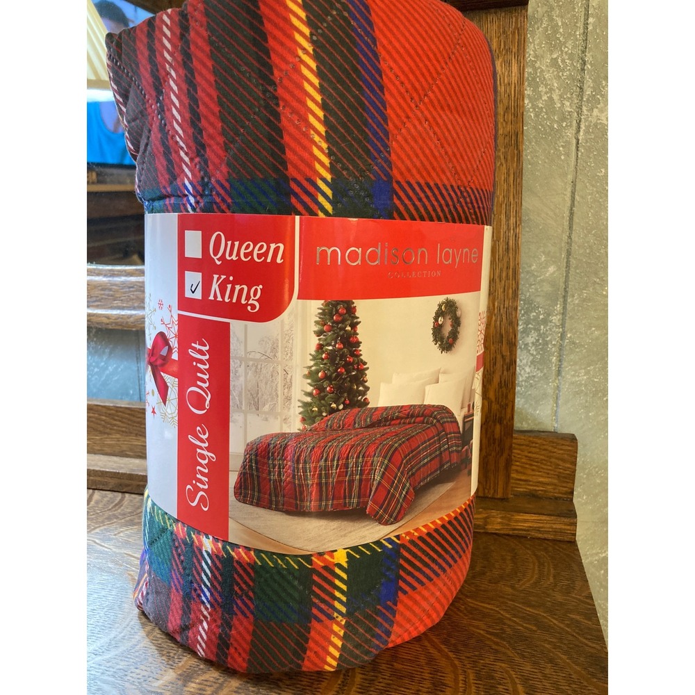 Madison Layne Holiday Red Tartan Plaid King Single Quilt Christmas Bedding
